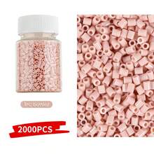 2000 piezas de cuentas Perler de 2.6mm de color rosa en botellas pequeñas recargables, ligeras y portátiles, adecuadas para hacer accesorios DIY y pequeñas decoraciones artesanales