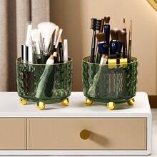 Dark Green Pen Pencil Holder Desk, 360 Rotating Pen Organizer, Green Office Supplies, Cute Pen Holder, 6 - Compartment Pencil Holder Rotating - Dark Green - View 5