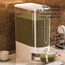 10kg (22lb) Rice Dispenser Cereal Container / Cereal Keeper With Measuring Cup, Airtight Food Storage Container With Built-In Insect Repellent Box, Automatic Locking Lid, Keep Rice, Flour, Grains Fresh - Transparent 20 Catties - View 12