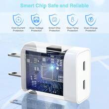 1-2 套 20W 双口 USB-C 墙式充电器，含 1 米 Lightning 数据线，兼容 14/14 Plus/14 Pro/14 Pro Max、13/13 Mini/13 Pro/13 Pro Max、12/12 Mini/12 Pro/12 Pro Max、11/11 Pro/11 Pro Max、XS Max/XS/XR/X、8/8 Plus、7/7 Plus、6/6S、SE - 白色 - 查看 7