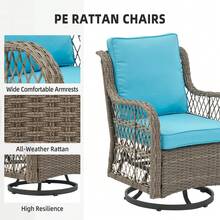 Outdoor Table & Chair Sets - Gray + Light Blue - View 6