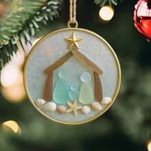 Coastal Style Tree Ornament With Sea Glass And Shells - Modern Nautical Hanging Ornament, Durable Plastic And Beach Theme Decoration, Suitable Home,, - No Electricity Required, Holiday Ocean Enthusiasts, Housewarming Decoration - C - 查看 10