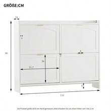 Modern Shoe Rack With 4 Fold-Out Compartments, Free-Standing Shoe Rack, Open Shelves, Suitable For Entryway Or Hallway, White, Dimensions: W. 110/H. 90/D. 24 Cm - 白色 - 查看 10