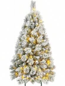 5 Ft Prelit Snow Flocked Christmas Tree With 250 Warm LED Lights, Premium Holiday Artificial Xmas Tree With 518 Realistic Branch Tips, Metal Stand For Indoor Home/Office Decor (Easy Assembly)-HOME - 未點亮的漿果樹 - 查看 11