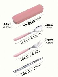 3件套可重复使用不锈钢餐具套装，适合野餐、露营、旅行、居家、办公、学校、送礼等场合。 - 彩色 - 查看 5
