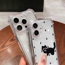 Cubiertas Protectoras para Teléfonos: Silicona Suave Transparente con Estampado de lunares y gato | Compatible con Samsung (Series A, S, Note 10/20),  (16, 15, 14, 13, 12 Pro Plus, X, XS Max) y OPPO, Redmi, , Honor - transparente - Ver 3