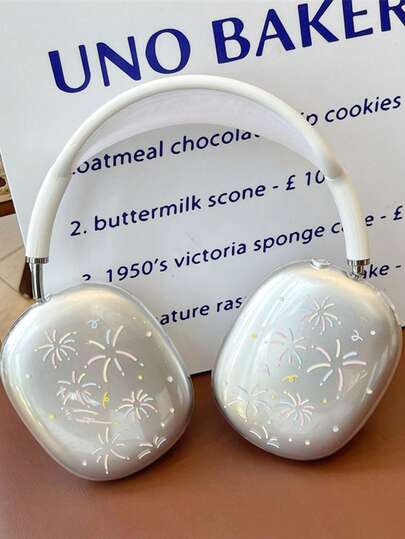 Painted Graffiti 1 Pair Colorful Fireworks Design TPU Soft Protective Case, Suitable Compatible With Apple Max, Transparent Creative Cute Headphone Protective Cover