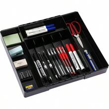 Kitchen Drawer Organizer Cutlery And Utensils, Adjustable Silverware Drawer Organizer Tray, Kitchen Storage Divider Spatula Tools, Gadgets, Forks, Knives, Spoons And Chopsticks, Black - L - Trung bình + Đen - Xem 2