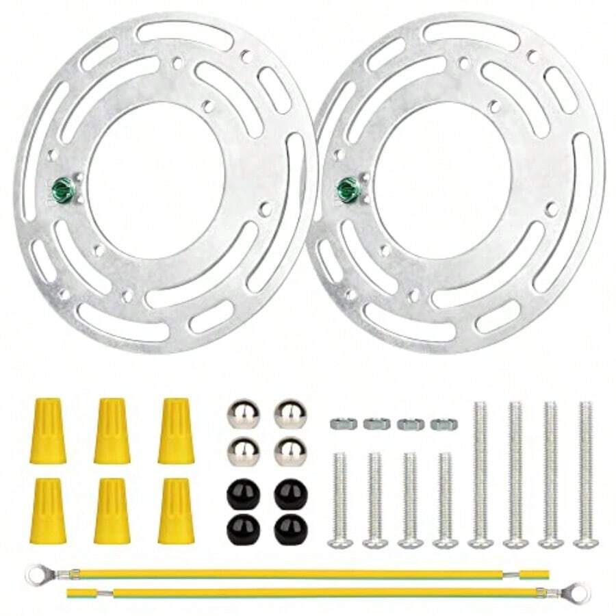 AFRT Upgraded Version - 2 Sets 4" Diameter Light Fixture Mounting Bracket Universal Crossbar For Lighting Ceiling Fan Light Fixture Mounting Plate Steel Circle Crossbar With Complete Accessories - 鍍鋅 - 查看 1