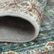 Maschinenwaschbarer Vintage-Teppich, rutschfest, fusselfrei, ultraweich, Überwurf, Bodenbelag, Blumenmuster, niedriger Flor, faltbarer Innenteppich für Wohnzimmer, Schlafzimmer, Esszimmer, Spielzimmer, Kinderzimmer, Wohnheim - braungrün - Übersicht 8
