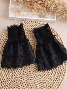 1 Pair Fabric Flared False Cuff Sleeves, Suitable For Pairing With Dresses - Black-010 - View 2