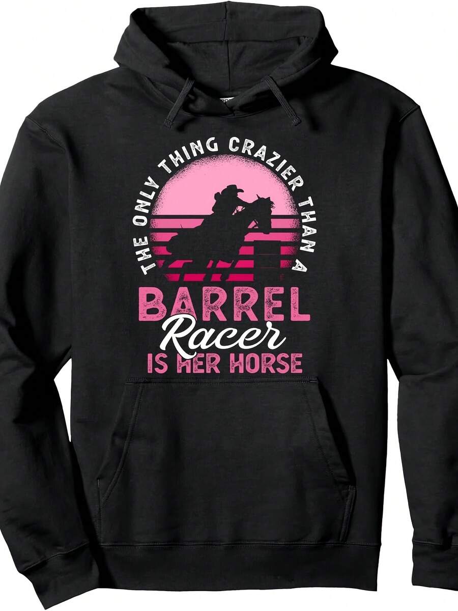 Barrell Racing Barrel Racing Stuff Pullover Hoodie,Christmas Thanksgiving New Year Birthday Hoodie Gifts For Mom Dad Men Women Friends, Black Soft Fabric - 款式5 - 查看 1