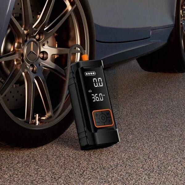 SUITU Portable Air Compressor. Car Tire Inflator. USB Rechargeable Car Air Pump. Electric Air Pump. Motorcycle/Bicycle Air Pump. 11.1V 3*1500mAh Lithium-Ion Battery. Features Digital Display And LED Work Light. Suitable For Inflating Cars, Motorcycles, Bicycles, And Balls. Car Accessory/Gift.