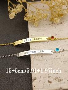 1PC Custom Birthstone Text Bracelet, Personalized Bar Bracelet, Stainless Steel Fashion Jewelry, Customizable Name Or Text, Custom Name Bracelet, Custom Jewelry, Custom Bracelet, Couple Bracelet, Customizable Items, Boyfriend Gift, Gift For Mom/Her, Birthday Gift, Dad Gift, Christmas, Halloween Personalized Gift - Multicolor - View 6
