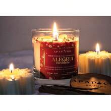 Velas aromaticas relajantes de cera de soya con cuarzos naturales, velas decorativas hechas a mano con hierbas de olor, aromatizantes para hogar, velas aromaticas - Ponche de frutas - Ver 7