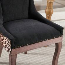 A&A Furniture, Ultra Side Dining Chair, Thick Fabric Chairs With Solid Wood Legs In Neutral Tone, Brass Nail, Set Of 2, Leopard Print, DE1807LP - Leopard + Chenille + Foam - View 11