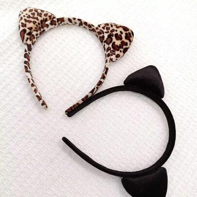 Fashionable Cat Ear Leopard Print Headband, Cute & Charming Hair Hoop For Washing Face, Daily Wear, Party Styling, Also Suitable For Makeup And Face Mask, Exquisite & Stylish Hair Accessory For Girls