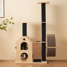 Cat Tree, Cat Roller With Exercise Wheel, Cat Houses, Cat Exercise Wheel With Platforms, Sisal Posts And Washable Scratching Mats, Ideal For Active Cats And Multi-Cat Households - Brown - View 2