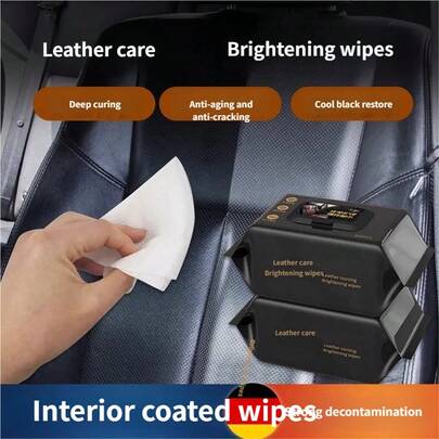 Rengöringsservetter för bilinredning – Multifunktionella beläggningsservetter för lädersäten, instrumentbräda och bilinredning, stark dekontaminering