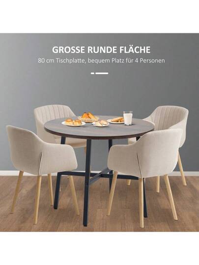 HOMCOM Dining Table, Kitchen Tafel People, Living Room Kitchen, Steel, Brown, 80 76 Cm view 10
