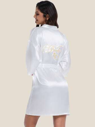 1 pieza Bata de novia con bordado dorado, bata de novia corta