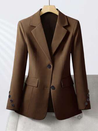女性用エレガントシングルボタンビジネスジャケット