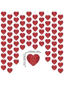 30个红色爱心浪漫派对装饰彩带，闪亮特别之夜单身派对悬挂彩带横幅，情人节装饰，悬挂爱心，情人节横幅，悬挂情人节花环，情人节装饰，大爱心情人节，情人节装饰，情人节礼物，房间装饰 - 紅色 - 查看 2