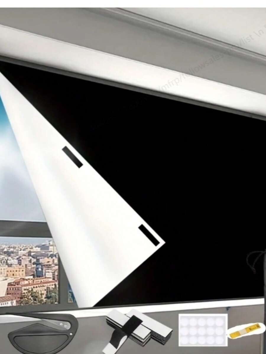 Cortinas 100% Blackout, em tecido Oxford 420D, com sistema de fixação por sem furos, ajustáveis e personalizáveis, ideais para quartos e viagens. Cortinas portáteis e resistentes ao calor, 100% poliéster, perfeitas para quartos de bebês, dormitórios e escritórios domésticos. - Multicolorido - Ver 1