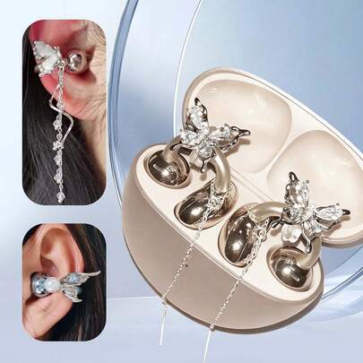 Phụ kiện kẹp trang trí cho tai nghe Freeclip, phụ kiện kẹp tai nghe Bluetooth tua rua hình bướm đuôi tiên cá, phụ kiện kẹp tai nghe cao cấp Niche (Không bao gồm tai nghe, chỉ bán kẹp trang trí)