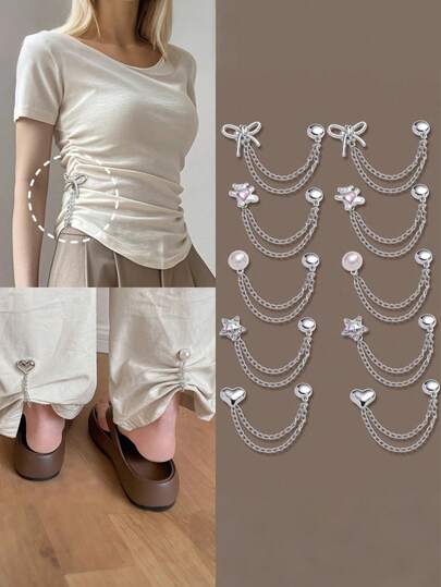 5pcs Adjustable Magnetic Pant Clips,Women'S Adjustable Clothes Clips,And Cuff Clips Suitable For Thin Clothing ,Detachable Hem Clips Suitable For Pants And T-Shirts, Strong Magnetic Clip Fastener