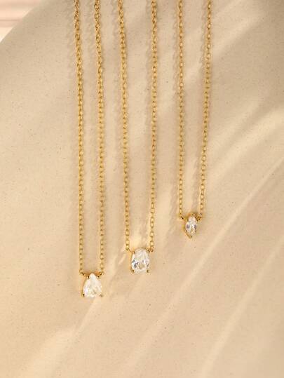 1Pc Water Drop 925 Sterling Silver For Women Necklace Classic Minimalist Perfect For Daily Wear Suitable For Anniversary Fine Jewelry