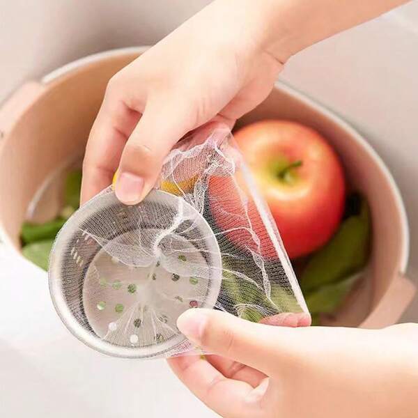 2025 New 100pcs/Pack Disposable Kitchen Sink Strainer Bags, Easily Collect Food Scraps And Leftovers, Prevent Sink Clogging, Kitchen Cleaning Assistant