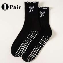 Rutschfeste Yoga-Socken für Frauen - Schwarze Socken mit langem Bein und weißer Schleife, atmungsaktiv und bequem für Pilates, Fitness, Tanz, Outdoor-Sport, ideales Geschenk für den ganzjährigen Gebrauch, Pilates-Socken - Verschiedenfarbig - Übersicht 9