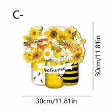 春季花卉主题木质吊坠，木板搭配麻绳，适用于家居门厅装饰/阳台景观/春季派对装饰/花店软装，营造清新春日氛围。 - 多色-打孔麻繩 - 查看 9