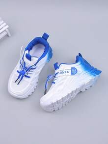 Kids' Summer Sports Sneakers, Girls' Breathable Mesh Casual Chunky Sneakers, Comfortable Running Shoes For School, Middle & Big Children - Blue and White - View 2
