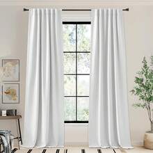 2025  Bedroom Curtains 2 Panels Sets Faux Linen Textured, Pinch Pleated Room Darkening Light/Heat Blocking Window Drapes Thermal Insulated For Living Room, Angora, W50 X L108, 2 Panels - 鉤腰帶 | 灰白色 - 查看 2