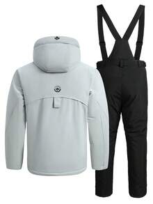 2 件套男友风格男士运动户外运动服，专业运动休闲男友风格男士服装，男友风格男士滑雪服、夹克和裤子套装，HX505-1 滑雪服 - 淺灰色 - 查看 11
