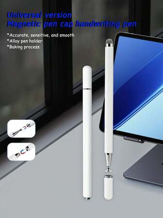 2-In-1 Fiber Tip & Disc Tip Capacitive Stylus Pen, Magnetic Aluminum Alloy Body, Compatible With Smartphones, Tablets, IPads For Video Editing, Handwriting