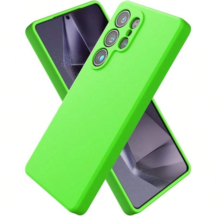YQQ Silicone Case For Samsung Galaxy S25 Ultra Soft Slim Liquid Silicone Phone Case With AntiScratch Microfiber Lining Camera Cover Protection With Cute Color Variety Neon Green2179 - Xanh neon - Xem 1