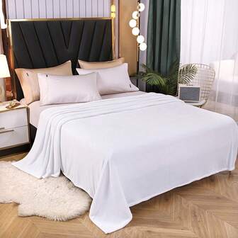 1pc White Rabbit Fur Blanket, Minimalist Solid Color Soft Warm Comfortable Multi-Purpose Throw Blanket For Nap, Sofa, Knees, Home, Travel, Camping, All Seasons