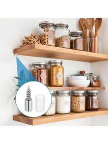 50pcs Partition Shelf Bracket, Shelf Pin, Cabinet Shelf Screw, Glass Shelf Bracket - Silver - View 2