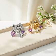 2 Stücke Kupfer eingelegt Kubikzirkonia Sternburst & Herz Perlen Anhänger, geeignet für DIY Halskette, Armband, Ohrringe, Schlüsselanhänger Schmuckherstellung