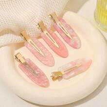 5pcs Acetic Acid Invisible Pressure Clip Hair Clips Hair Claws Hair Slide Barrettes School Supplies Hair Accessories Headwear For Women Girls Teens - 粉色 - 查看 3