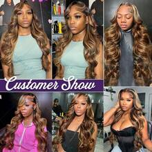 MECRY Frontal Wigs Frontal Wigs Human Hair 200 Density Highlight Body Wave Wig Human Hair 13x4 HD Lace Front Human Hair Wigs For Women Honey Blonde Transparent Lace Frontal Wig Bob Wigs Blended Hair - S4/27 - View 6