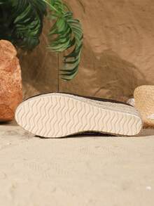 Giày thường ngày đế dày, thời trang, đa năng, chất liệu vải lanh dệt mới dành cho nữ. Sandal nữ nhẹ, thanh lịch, thoải mái. Màu trắng, đen, mơ, đỏ, xanh lá, hồng - màu nâu - Xem 5