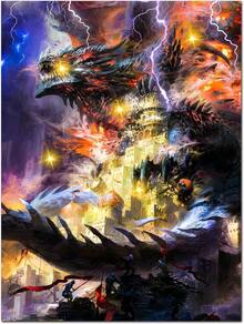 2025 Christmas Canvas Wall Art Print 12" X 16" With Timer | LED Lighted Design - Dragon Attack - View 7