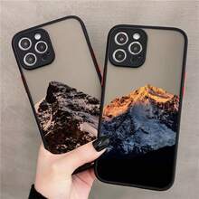 Snow Mountain Phone Case For  7 8 Plus SE2 X XR XS MAX 12 13 14 15 Mini 11 Pro Max Matte Back Shockproof Covers Fundas, Cover Compatible With  17 Pro Case,  17 Pro Max Case,  17 Case,  16 Pro Case - tuyết đen mt 3 - Xem 1