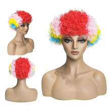 Colorful Clown Wig, Curly Wig For Cosplay, Sports Fans, Funny Party, Suitable For Halloween And Other Festivals - Multicolor - View 7