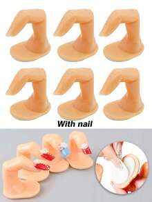 Nail Art Practice Hand, With Or Without Fake Nails, Realistic Fake Fingers, Carved & Painted Nail Art Sticker Display Model