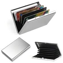 1 pièce Étui à cartes fin avec motif de lettre initiale de A à Z en or rose. Porte-cartes bancaires et de crédit minimaliste en métal d'aluminium fin. Porte-cartes RFID pour femmes et hommes. Organisateur de cartes bancaires mini-portefeuille petit portefeuille porte-cartes pour femmes et hommes - Argent - Voir 2